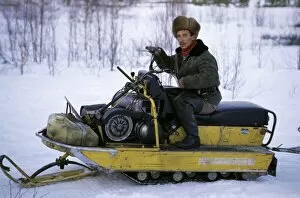 Hunters Gallery: Selkup on snow-bike, North Siberia