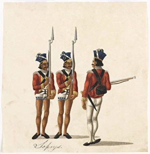 Sepoys and an Indian officer, Bengal Army, 1815 (c) Sepoys and an Indian officer, Bengal Army, 1815 (c)