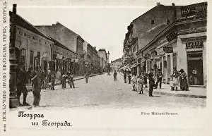 Prints of Serbia - Belgrade - Prince Michael Street Date: circa 1902 Serbia Prints: Early 20th Century Print of Belgrade's Prince Michael Street