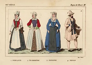 Servant girl, chambermaid and peasants, late 16th century Servant girl, chambermaid and peasants, late 16th century