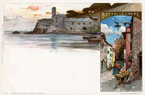 <b class=qtipBold><figcaption>Sestri Levante, Italy</figcaption></b><br>Sestri Levante - a town and comune in Liguria, Italy. Lying on the Mediterranean Sea, it is approximately 56 kilometres south of Genoa and is set on a promontory. Date: circa 1898<br><em>© Mary Evans / Grenville Collins Postcard Collection</em> Sestri Levante, Italy