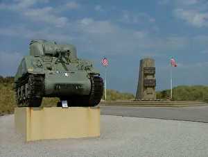 Sherman tank with General Leclerc Memorial Utah Beach Sherman tank with General Leclerc Memorial Utah Beach