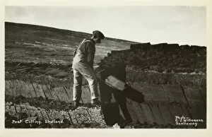 Shetland Islands - Cutting a peat bank