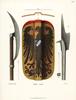 Shield and weapons of the late 15th century Shield and weapons of the late 15th century