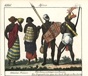 Mali Gallery: Shooa women with baby, Kanem spearman, and Bambara bowman