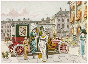 <b class=qtipBold><figcaption>Shopping by Car</figcaption></b><br>Elegant Parisiennes use their automobile for shopping<br><em>© Mary Evans Picture Library</em> Shopping by Car