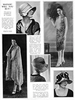 Shopping temptations in London showing ladies fashions, 1926 Shopping temptations in London showing ladies fashions, 1926