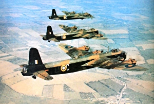 Short Stirling I trio (aft) aloft from RAF Waterbeach