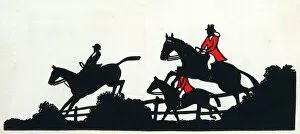 Fence Gallery: Silhouette of fox hunting scene