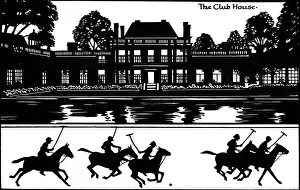 Related Images Gallery: Silhouette of Hurlingham Club House and polo players