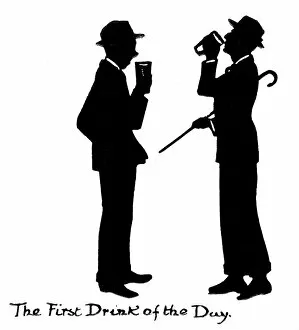 Stick Gallery: Silhouette of two men drinking beer