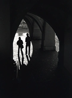 Silhouetted figures, Lucerne, Switzerland Silhouetted figures, Lucerne, Switzerland