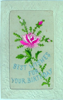 Silk postcard embroidered Best Wishes for Your Birthday Silk postcard embroidered Best Wishes for Your Birthday