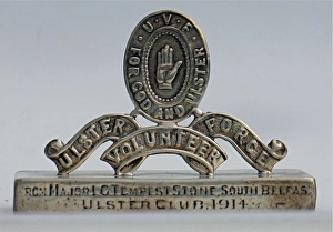 Silver Menu holder - Ulster Volunteer Force badge Silver Menu holder - Ulster Volunteer Force badge