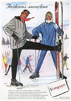Sportswear Gallery: Simpson of Piccadilly advertisement - ski fashion 1956