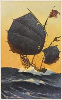 <b class=qtipBold><figcaption>Singapore Junk at Sea</figcaption></b><br>A Singapore junk at sea.<br><em>© Mary Evans Picture Library</em> Singapore Junk at Sea