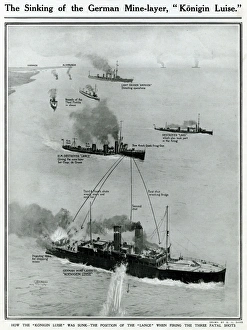 Sinking of German ship, Konigin Luise, by G. H. Davis Sinking of German ship, Konigin Luise, by G. H. Davis