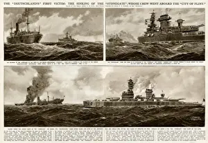 World War 2 History Prints: Sinking of the Stonegate by G. H. Davis