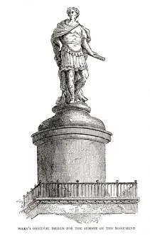 Sir Christopher Wren's original design to go at the summit of Monument to the Great Sir Christopher Wren's original design to go at the summit of Monument to the Great