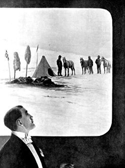 Sir Ernest Shackleton lecturing at the Albert Hall, 1909 Sir Ernest Shackleton lecturing at the Albert Hall, 1909