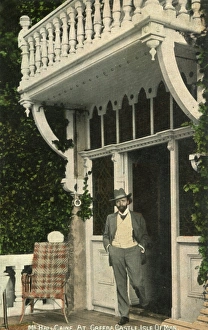Sir Hall Caine at Greeba Caste, Isle of Man Sir Hall Caine at Greeba Caste, Isle of Man