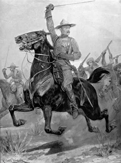 Images Dated 20th November 2004: Sir Robert Baden-Powell leading a cavalry charge, 1899