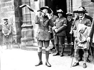 Powell Gallery: Sir Robert Baden-Powell playing the Kudu Horn, Birkenhead, 1