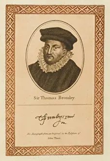 Prints of SIR THOMAS BROMLEY statesman, Lord Chancellor with his autograph Bromley Prints: Sir Thomas Bromley Print - Engraved Portrait with Autograph