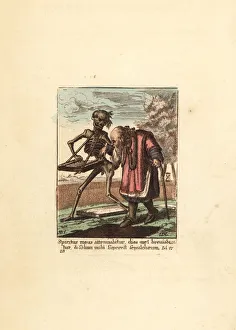 Skeleton of Death leading an Old Man to his grave Skeleton of Death leading an Old Man to his grave