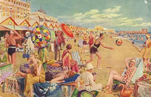 A sketch of the beach and bathers at the Lido, Venice, 1920s A sketch of the beach and bathers at the Lido, Venice, 1920s
