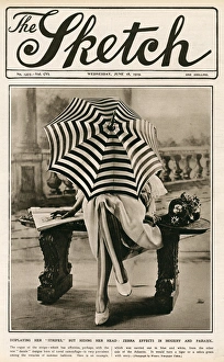 Sketch cover - striped parasol and stockings, dazzle fashion Sketch cover - striped parasol and stockings, dazzle fashion