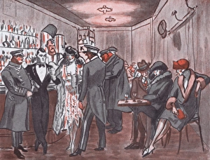 A sketch of the interior of a bar in Montmartre , 1920s A sketch of the interior of a bar in Montmartre , 1920s