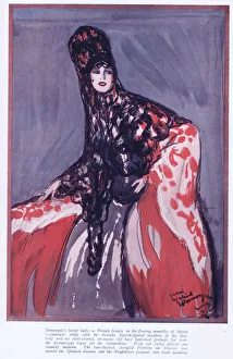 Sketch by Jean Gabriel Domergue of an elegant Sketch by Jean Gabriel Domergue of an elegant