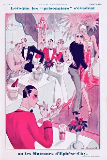 A sketch of a rather jolly scene from a lesbian bar or dan A sketch of a rather jolly scene from a lesbian bar or dan