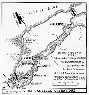 A sketch map of the infamous Dardanelles Operations and Gallipoli Campaign A sketch map of the infamous Dardanelles Operations and Gallipoli Campaign
