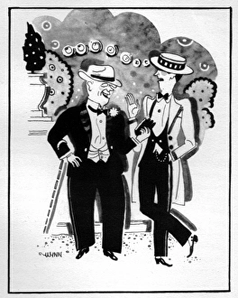 Sketch of sauve, well dressed gentlemen, 1920s Sketch of sauve, well dressed gentlemen, 1920s