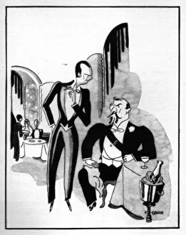 Jazz Age Club Gallery: Sketch of VIPs in Casanova night spot, Biarritz, 1920s