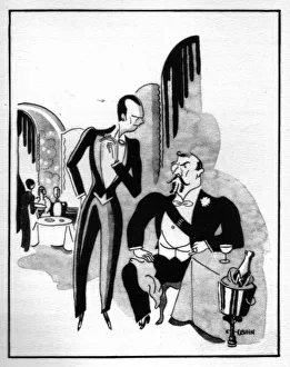 Sketch of VIPs in Casanova night spot, Biarritz, 1920s Sketch of VIPs in Casanova night spot, Biarritz, 1920s