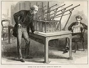 Coins Gallery: Sketches in the Bank of England. Machine for weighing coins