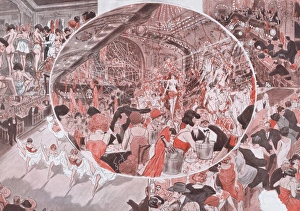 Sketches showing the interior of the Bal Tabarin night-spot Sketches showing the interior of the Bal Tabarin night-spot