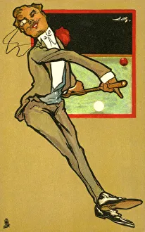 Slightly Tipsy Rakish Cad attempting to play billiards Slightly Tipsy Rakish Cad attempting to play billiards