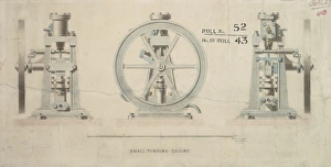 Small pumping engine, front and side elevations Small pumping engine, front and side elevations