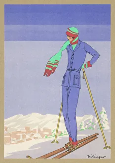 <b class=qtipBold><figcaption>Smart Ski Costume</figcaption></b><br>She pauses before embarking on the piste in her elegant ski costume.<br><em>© Mary Evans Picture Library</em> Smart Ski Costume
