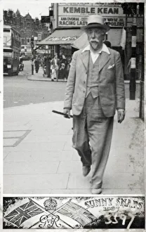 Smartly-dressed older man strolling along a London Street Smartly-dressed older man strolling along a London Street