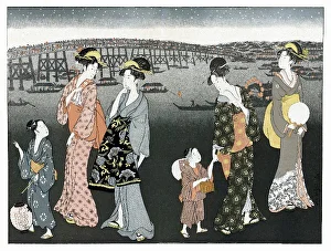 <b class=qtipBold><figcaption>Social/Tokyo Fete 18C</figcaption></b><br>Night fete at Yedo (Tokyo) - ladies and their children go to join the revellers, one carrying a lantern<br><em>© Mary Evans Picture Library</em> Social/Tokyo Fete 18C