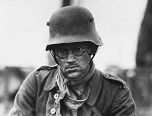 <b class=qtipBold><figcaption>Soldier on the Western Front</figcaption></b><br>German soldier wearing a helmet on the Western Front in 1917 during World War I.<br><em>© Mary Evans/Robert Hunt Collection</em> Soldier on the Western Front
