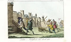Gunner Gallery: Soldiers and artillery gunners in a castle