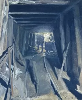 Earthworks Gallery: Two soldiers in underground passageway, WW1