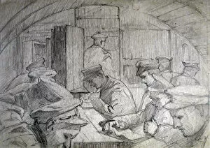 Images Dated 9th August 2009: Soldiers writing, reading and relaxing in a Nissen hut