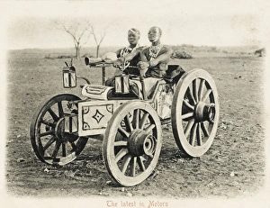 <b class=qtipBold><figcaption>South Africa - Zululand - Car</figcaption></b><br>A 'humourous' card depicting two Zulu warriors on a vehicle manufactured by the 'Zulu Motor Company' !<br><em>© Mary Evans / Grenville Collins Postcard Collection</em> South Africa - Zululand - Car